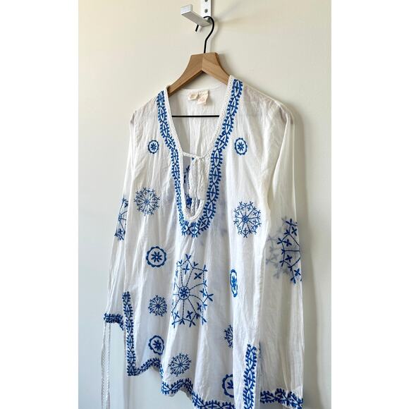Surf Gypsy Cotton Embroidered Tunic Swim Coverup Size S - Picture 4 of 9